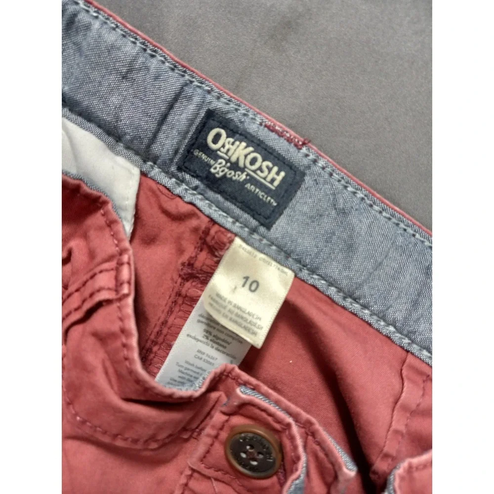 OshKosh Bgosh Boys Salmon‎ Pink Coral Chino Shorts Adjustable Waist Size 10